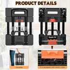 Heavy-Duty 500LB Capacity Hand Truck with One-Touch Retractable Handle & Extendable Plate, Portable Collapsible Dolly Cart with 4 Wheels w/Brakes Folding Luggage Cart for Travel/Home Use, Black