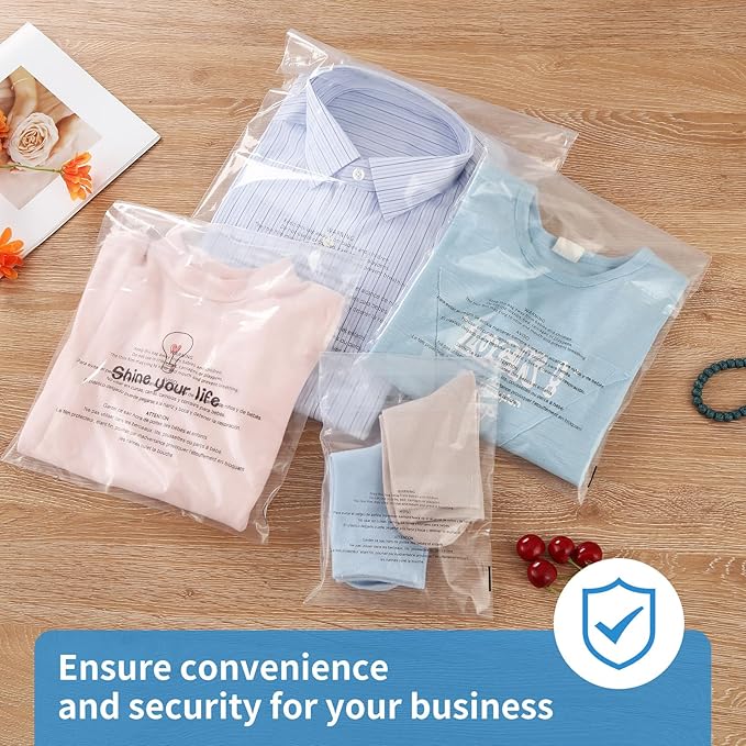 iMailer - 500 Pcs - 8" x 10", Suffocation Warning Self Seal Clear Plastic Poly Bags 1.6 Mil for Clothing, T-Shirt, Brochure, Prints, Handicraft Gift-Permanent Glue