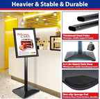Pedestal Sign holder Stand 11x17inch Adjustable Standing Floor Sign Stand with Heavy Base & Snap Frame Display Stand for Indoor Outdoor Business Store Sign Holder Poster Stand (Black)