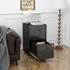 2 Drawer Mobile File Cabinet with Lock, Metal Filing Cabinets with Wheels, Black Rolling Storage Cabinet, Under Desk Vertical File Cabinet for Home Office, Lockable Steel Two Drawer for Letter Size