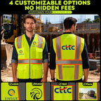 BeautyWill 10/20 Pack Custom Logo Safety Vest,Bulk High Visibility Class 2 Reflective Work Vests