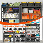 Adjustable 5-Tier Garage Shelving, Heavy Duty Steel Storage Rack, High Load Capacity, Ideal for Garage, Warehouse, or Home Organization (5-Tier 63" H x40 W x 18" D)