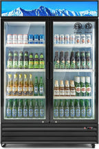 Wilprep Two Door Commercial Refrigerator, 40 cu. ft. Swing Door Merchandiser Refrigerator with Tempered Glass & LED Lighting, ETL Listed Fog Free Beverage Display Refrigerator for Office Bar Store…