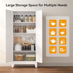 COFaR 61" Tall Pantry Cabinet with Adjustable Shelves, White Storage Cabinet with Doors and Shelves, Sturdy Freestanding Cupboard for Kitchen Pantry, Bathroom Storage, Living Room & Office