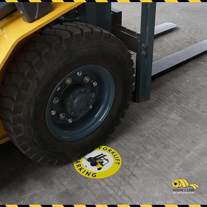 Mighty Line Forklift Floor Sign Floor Sign for Safety, Warning, Heavy-Duty, Peel and Stick, Adhesive, Industrial Quality, Forklift Parking, 12"