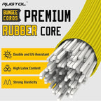 Bungee Cords with Hooks, 60 Inch Yellow Adjustable Bungee Cords with Carabiner Heavy Duty Outdoor, 8mm Thick Easy to Adjust Bungee Rope UV Resistant for Tarp, Bike Rack, Garden, Tension, 6 Pack