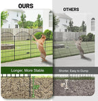 Metal Garden Fence with Gate 42in (H) x 23.3ft (L), 1 Gate+ 9 Panels Dog Fence Border Fence Animal Barrier, No Dig Garden Fencing for Yard Flower Bed Lawn Patio Outdoor, ECG4210, Black