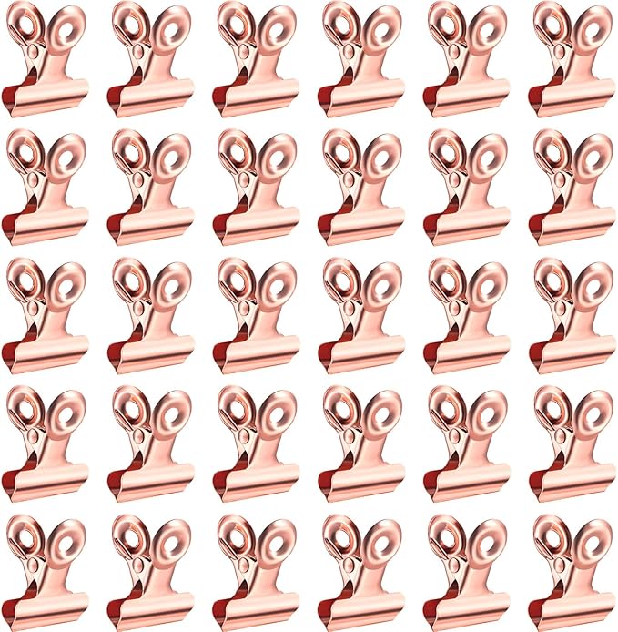 40 Pack Metal Clips 0.87 Inch Small Bull Binder Paper Clips for Picture Photo Crafts Food Bags Home Office Supplies(Rose Gold)