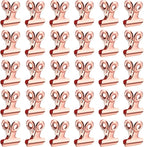 40 Pack Metal Clips 0.87 Inch Small Bull Binder Paper Clips for Picture Photo Crafts Food Bags Home Office Supplies(Rose Gold)