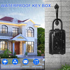 Key Lock Box, 12-Digit Code, Weatherproof Wall Mount, Large Capacity 5-8 Keys, Aluminum Alloy (Black, 3.58 * 2.24 * 7.8IN with Shackle)