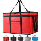 Bodaon 2-Pack Insulated Food Delivery Bag for Hot/Cold Meal, XXX-Large Cooler Bags, Pizza Delivery Bag for Commercial Delivery, Insulated Grocey Thermal Bag, Red
