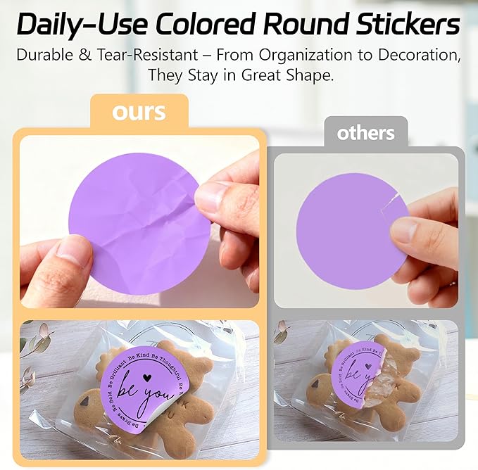 2 inch Dot Stickers Labels Circle Garage Sale Sticker 750Pcs Round Thermal Printer Stickers Printable Writable Price Labels for Yard Sale, Light Purple
