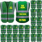 BeautyWill 10/20 Pack Custom Logo Safety Vest,Bulk High Visibility Class 2 Reflective Work Vests
