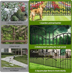 10 Panels 32in(H) Decorative Garden Fence, Total 22.5ft L Heavy Duty Iron Metal No Dig Animal Barrier Fence, Garden Border Fencing, Temporary Dog Fencing Outdoor for Yard