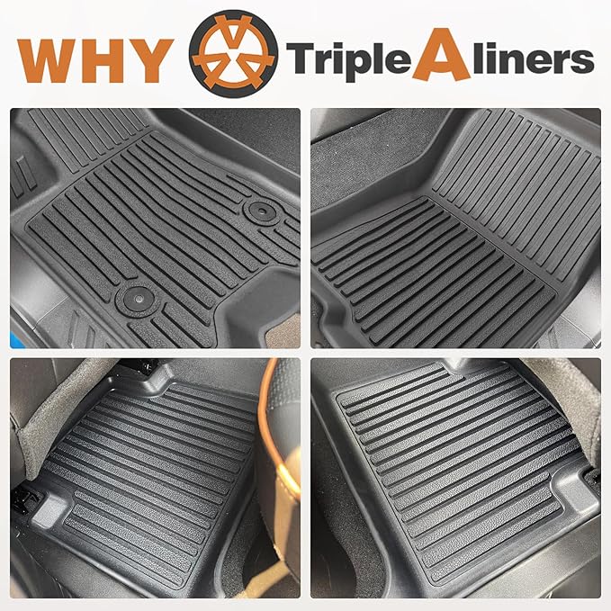 TripleAliners for Colorado & Canyon 2026 2025-2023 Floor Mats Crew Cab 1st & 2nd Row All Weather TPE Material Front Rear Full Set Liners Compatible with Chevy Colorado/GMC Canyon 2023-2026 Accessories