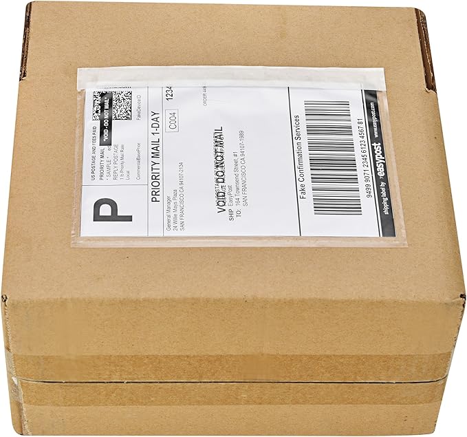 SJPACK 7.5" x 5.5" Shipping Label Sleeves, Clear Adhesive Top Loading Packing List, Label Envelopes Pouches - 100 Packs