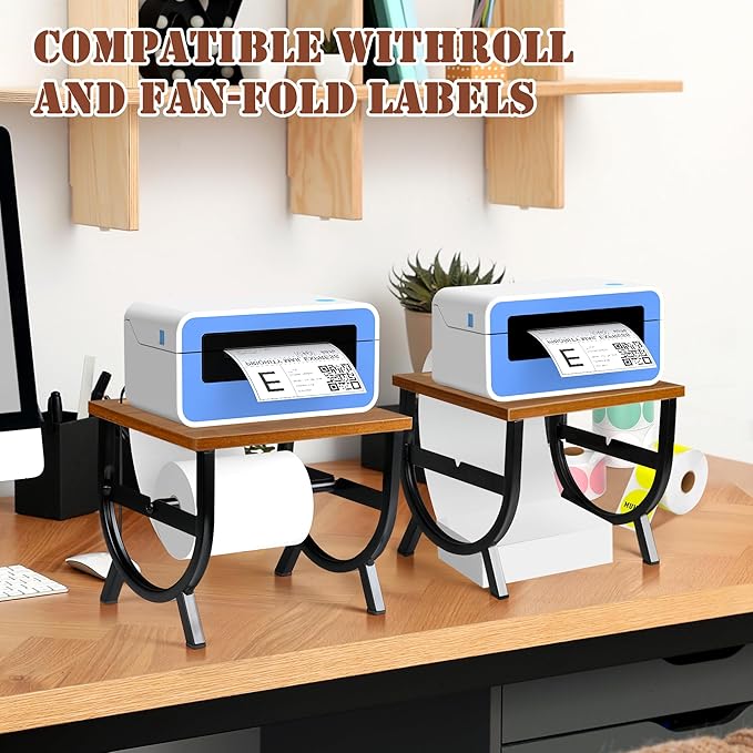 Alyoen Label Holder for Rolls and Fan-Fold Labels, Thermal Label Holder, Shipping Label Roll Holder for Desktop Thermal Printer, Label Printer Accessory Supplies for Office, Small Business, Home