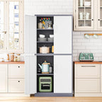 71' Metal Storage - Lockable File Cabinet with Doors & Shelves - Gray/White Steel for Garage, Home, Office