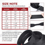 Braided Sleeving Heat Shrinkable Fabric 2:1 Ratio- Abrasion Protection Flexibility Wiring Harness Cable Sheath (3/8" ID, 16ft)