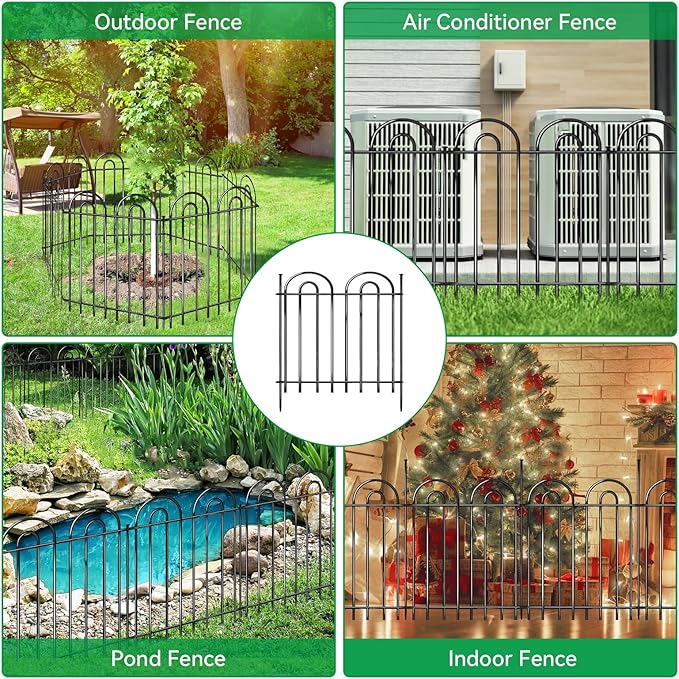 15 Panels Decorative Garden Fence, 24 in(H) X 30 ft(L) No Dig Dog Fence Outdoor for Yard, Rustproof Metal Garden Fencing Animal Barrier Border with Ground Stakes, Temporary Fencing for Patio Outdoor