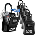 Lion Locks Lock Box for Keys, 6 Pack Black - Secure Key Safe Solution with Combination Lock for Homes, Real Estate, Businesses, Gyms, Schools