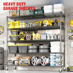 Garvee Heavy Duty 82" H Storage Shelving Unit with Wheels, 3300LBS 5-Tier Metal Shelves w/Feet, Adjustable Wire Shelving Organizer Rack Shelf for Garage, Pantry Rooms &Commercial, 59" W x 23.6" D