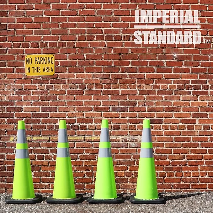 Traffic Cones - Safety Cones - 36" Green Cones with 2 Reflective Collars - Construction Cones - Road Cones - Parking Cones - Street Cone (4 pack)