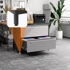 SUXXAN Metal 2 Drawer Lateral File Cabinet with Lock & Adjustable Feet - Wide Filing Cabinet for Letter/Legal/F4/A4 Hanging Files - Includes Business Card Holder,Home Office School Storage,Black/Grey