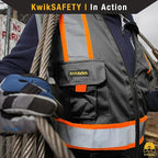 KwikSafety - Charlotte, NC - UNDERBOSS Safety Vest [11 POCKETS] Premium ANSI Class Unrated High Visibility Vest Construction Surveyor Reflective Vest Industrial Work Safety Vest for Men/Black 2XL