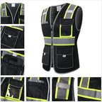 Safety Vest for women, Hi vis Reflective Lady Work vest With 9 Multi Pocket And Zipper