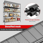REIBII 45.8''W Steel Wire Shelving Unit, 5 Tier Adjustable Metal Storage Shelves for Kitchen Pantry Office Wire Rack Metal Shelving Unit for College Dorm School, 45.8" W x 71" H x 17.2" D 2PCS