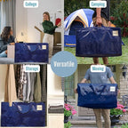VENO 6 Pack Moving Bags and Large Christmas Decoration Storage Bins with lids. Alternative to Moving Boxes, Packing Supplies for College. Heavy Duty Totes (Blue, 6 Pack)