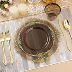 350PCS Clear Black Plastic Plates for 50 Guests, Disposable Plates with Gold Trim include 50 Dinner and Dessert Plates, 150 Gold Silverware, 50 Cups, 50 Napkins for Party & Graduation