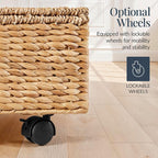 Best Choice Products Under Bed Storage Containers W/Lid, Wheels and Handles, 2-Pack Large Handwoven Water Hyacinth Closet Organizer, Shoe Storage Bins, Multi-Purpose Nesting Baskets - Natural