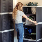 Sunnydaze Lockable Storage Cabinet - Indoor or Garage Storage Cabinet with 3 Adjustable Shelves - 57.5" H - Garage, Office, Home, Laundry Room - Charcoal