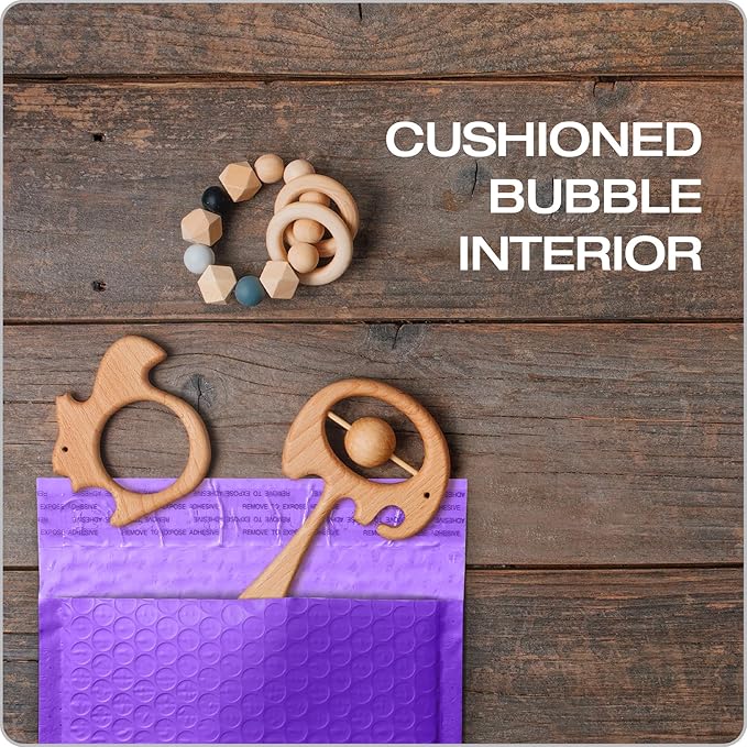 Quality Park Bubble Mailers, 6 x 9, Purple Poly Mailers, Padded Envelopes, Shipping Bags, Water Resistant, Self Seal, 50 Per Box (QUA85904)