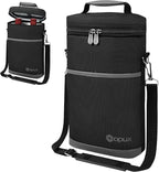 OPUX 2 Bottle Wine Carrier Tote, Insulated Leakproof Wine Cooler Bag, Wine Travel Bag Tote for Picnic BYOB Beach, Portable Wine Bottle Carrying Case, Gift for Wine Lover Women Men Christmas, Dark Grey