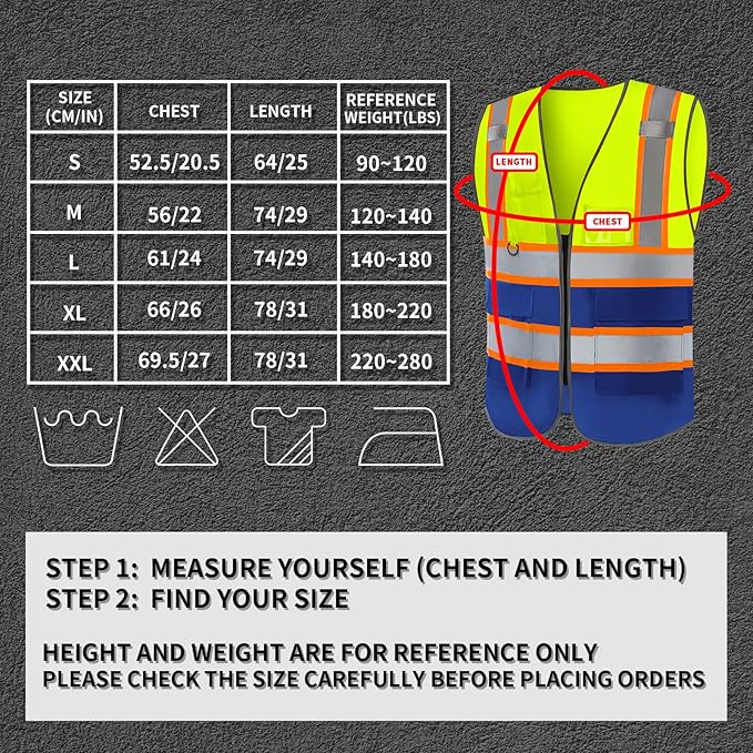 BeautyWill Custom Logo Safety Vest Class 2 High Visibility Reflective Vest for Men - Personalized Logo Team Vest