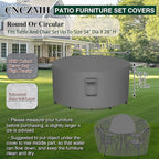 Heavy Duty Patio Furniture Covers Waterproof, 600D Round Outdoor Furniture Cover Waterproof for Sectional Sofa Couch, Outdoor Dining Table and Chair Set Covers 54"DIA x 28"H, Grey