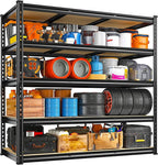 REIBII 48" W Garage Shelving Heavy Duty, 3000LBS Storage Shelves, 5-Tier Adjustable Metal Shelving, Garage Shelves Sturdy Industrial Shelf, Easy Assemble, 72" H x 48" W x 18" D, 2PC
