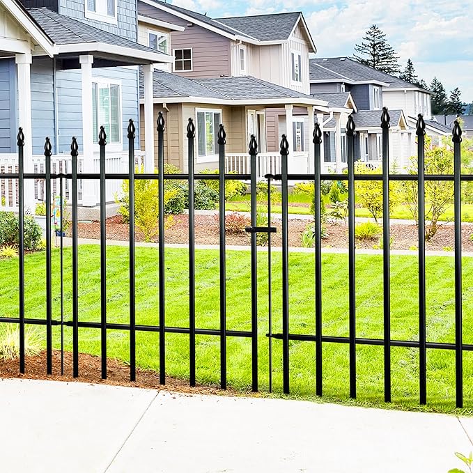 Metal Garden Fence 36" H x 28" W 5 Panels (4 Panels + 1 Gate) 11.6 Ft Total, Rustproof Animal Barrier No Dig Decorative Fencing for Dogs,Pet, Yard,& Patio, Easy Installation