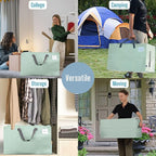 VENO 8 Pack Moving Bags and Large Christmas Decoration Storage Bins with lids. Alternative to Moving Boxes, Packing Supplies for College. Heavy Duty Totes (Shiny Light Green, 8 Pack)
