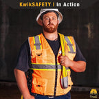 KwikSafety - BIG KAHUNA DIGITAL Safety Vest [LIMITED EDITION] Class 2 ANSI OSHA Reflective Vest Durable High Visibility Vest Construction Safety Vest for Men Industrial Work Gear/Orange 2XL
