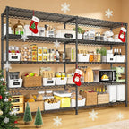 REIBII 81.5''W Storage Shelves 3680LBS Garage Shelving Heavy Duty 4 Tier Metal Shelving Unit Adjustable Wire Shelf and Storage Pantry Shelves for Kitchen Garage，81.5Wx23.62Dx70.86H，Black