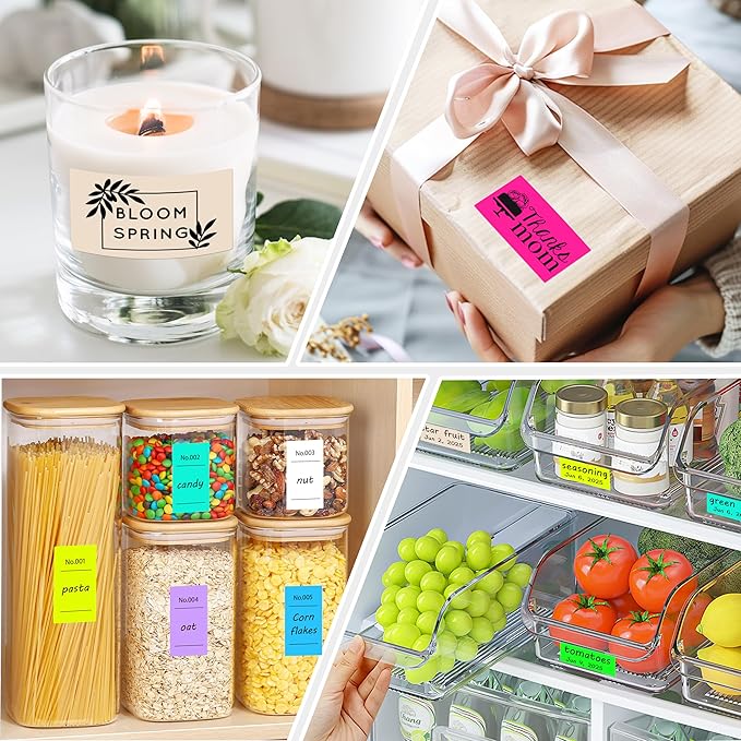 1x2 inch Label Stickers Roll for Thermal Printer 500PCS Colored Removable Freezer Labels Waterproof Blank Sticker Labels to Write on for Food Containers and Jars, Light Brown