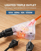 DEWENWILS 30FT Retractable Extension Cord Reel, 16/3C SJTW Heavy Duty Power Cord, Lighted Triple Outlets, 10A Circuit Breaker, Lightweight 180° Swivel Bracket, Ceiling/Wall Mount, ETL Listed, Orange