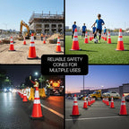Brimar 28 Inch Traffic Cones, 10 Pack, Orange PVC Safety Cones with Black Base for Construction, Road Parking, MUTCD Approved Traffic Cones with 3M Reflective Bands, Structurally Stable Wearproof