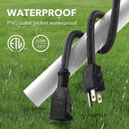 BN-LINK 3ft Outdoor Extension Cord, 15amps,12/3 SJTW Heavy Duty Power Cord, 3-Prong Grounded Plug, Weather Resistant, 1875W, Black, for Lawn, Garden, Appliances, ETL Listed