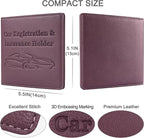 Car Registration and Insurance Holder, Premium PU Leather Vehicle Glove Box Car Organizer Men Women Wallet Accessories Case for ID, Driver's License - Purple