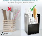 AdirOffice Adir Blue Print Storage Organizer - Mobile Roll File Cart, Construction Plan Holders, Blueprint Cabinet with Wheels, Roll Files Storage for Office and Home (20 Slots, Black)